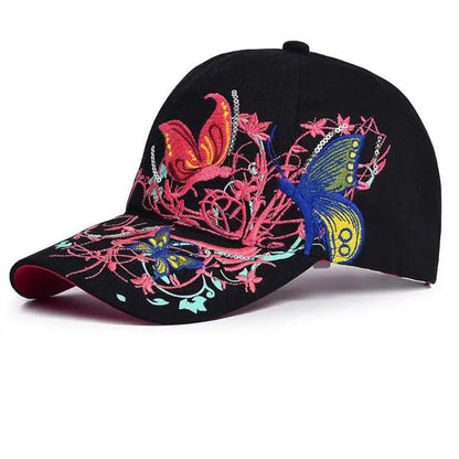Baseball Cap Women Embroidered Flower Baseball Hat Spring Summer