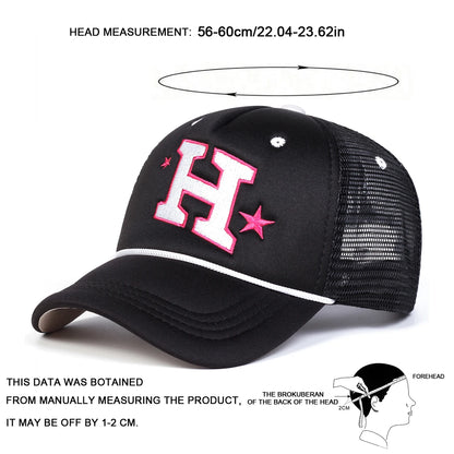 Unisex H Letter Embroidery Baseball Net Caps Spring and Summer