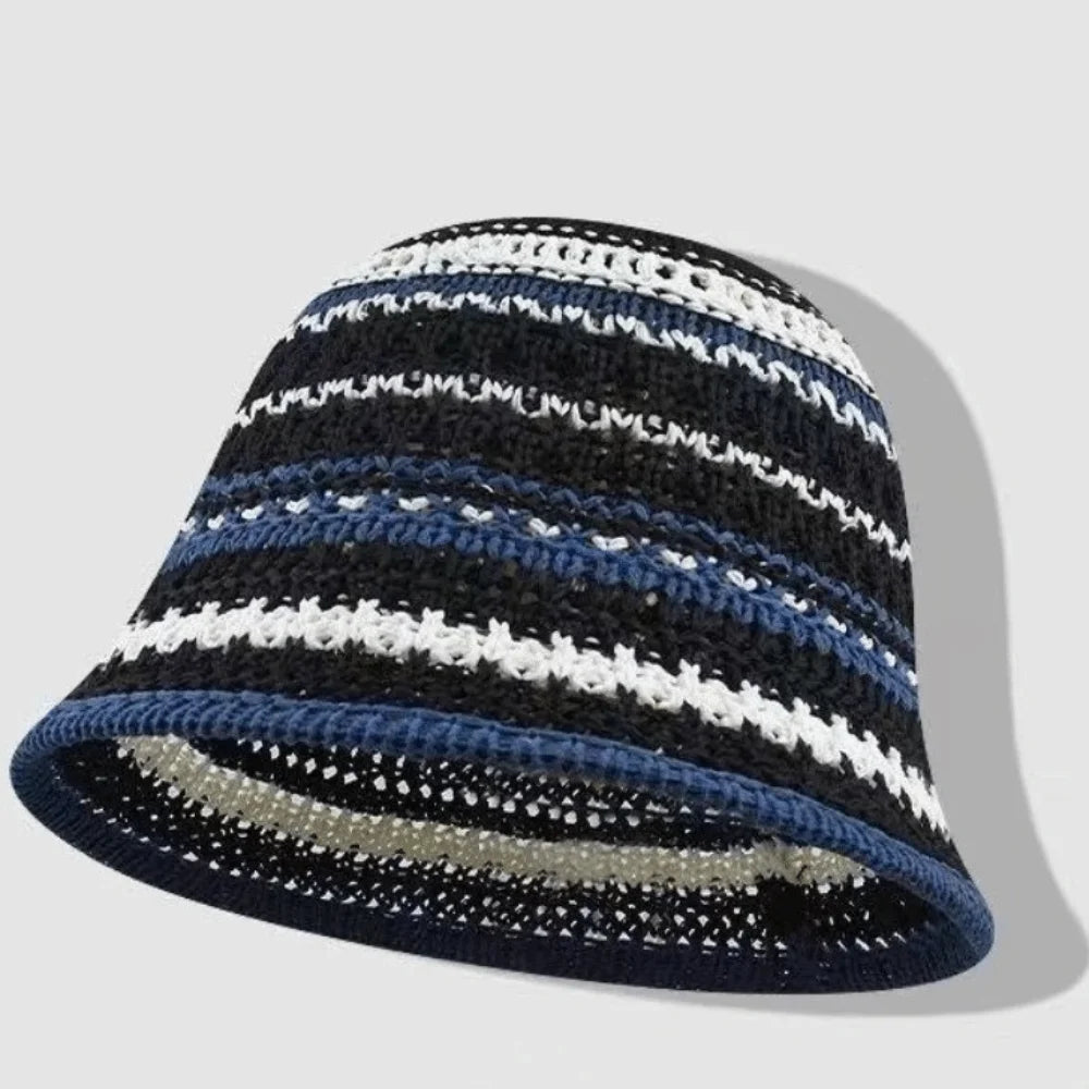 Fashion Striped Knitted Hollow Fisherman Hat
