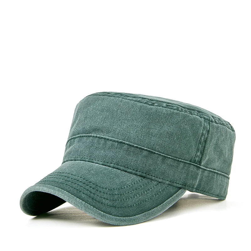 2023 Spring Summer Dad Pure Cotton Leisure Flat Top Military Hat