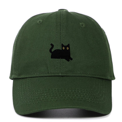 Cute Cat Embroidery Soft Top Baseball Cap Men and Women Summer