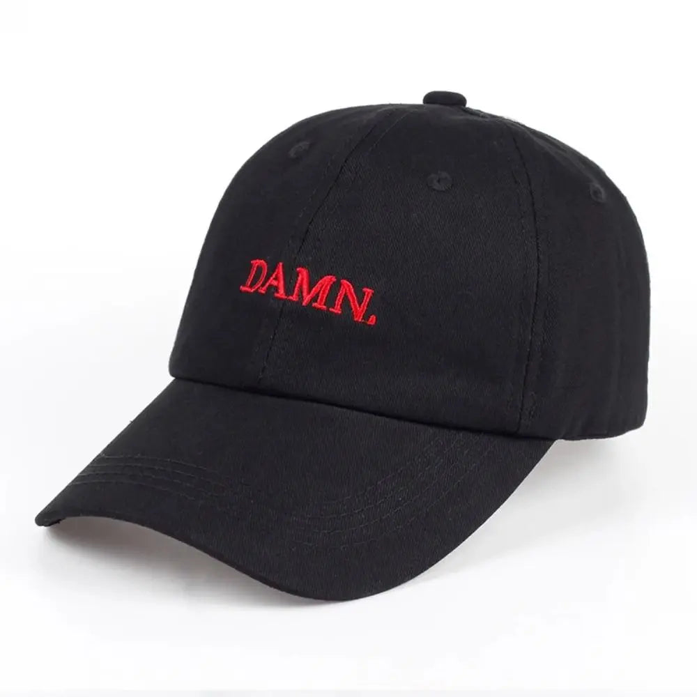 Letter DAMN Embroidery Baseball Cap Stitched Adjustable Washed Cotton Baseball Hip Hop Sunscreen Hat
