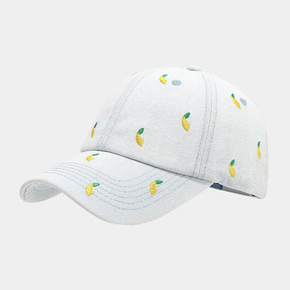 Fruit Women's And Men's Retro Embroidered Cherry Denim Cap Sun Hats