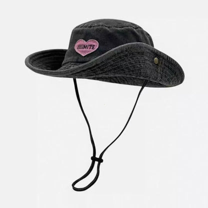 Outdoor Camping Sun Protection Sweet Pink Love Bucket Caps