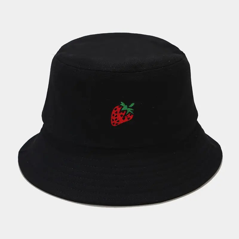 2024 Panama Bucket Hat Fruit Strawberry Embroidered Fishing Cap