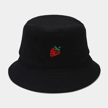2024 Panama Bucket Hat Fruit Strawberry Embroidered Fishing Cap