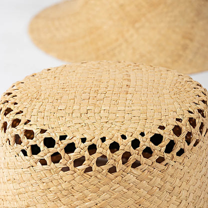 Women Raffia Bucket Hats Hollow Out Style Sun Hat