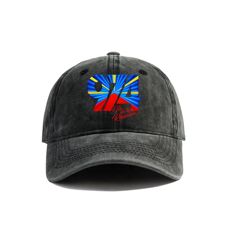 974 Reunion Island Baseball Cap Distressed Hats Cap Men Retro Outdoor Summer