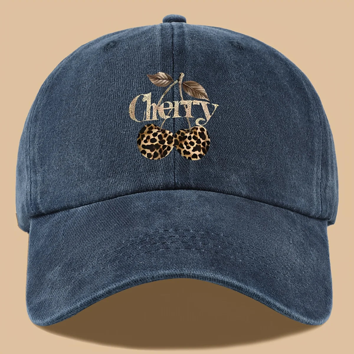 Leopard Print Baseball Cap Cherry Letters Unisex Daily Sun Hat