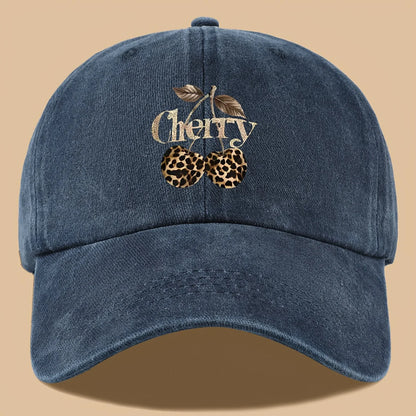 Leopard Print Baseball Cap Cherry Letters Unisex Daily Sun Hat