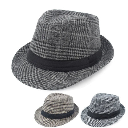 Autumn And Winter Large Plaid Hat Brushed Plaid Jazz Hat