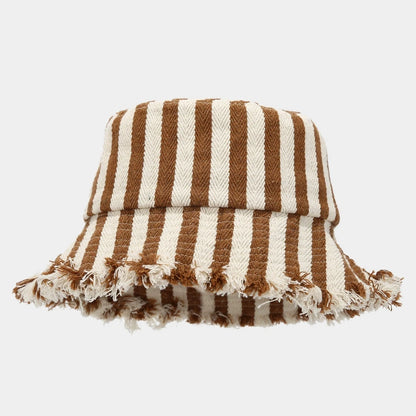 Woven Striped Brushed Edge Fisherman Hat