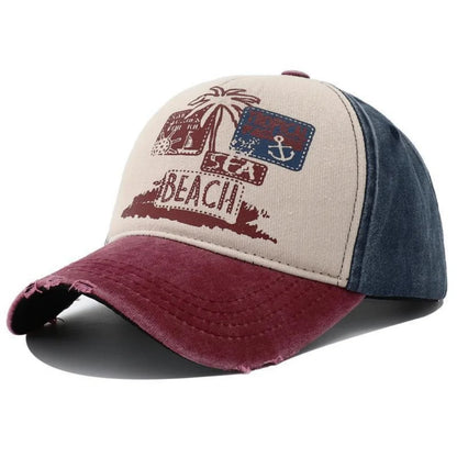 Retro Beach Embroidery Hat for Men Women