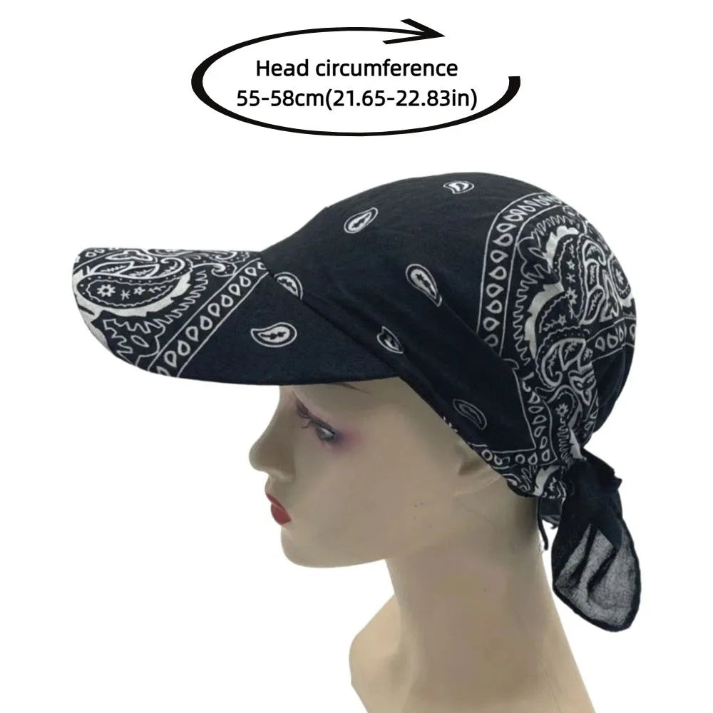 Fashion Wide Brim Baseball Caps Head Scarf Pre-Tied Breathable