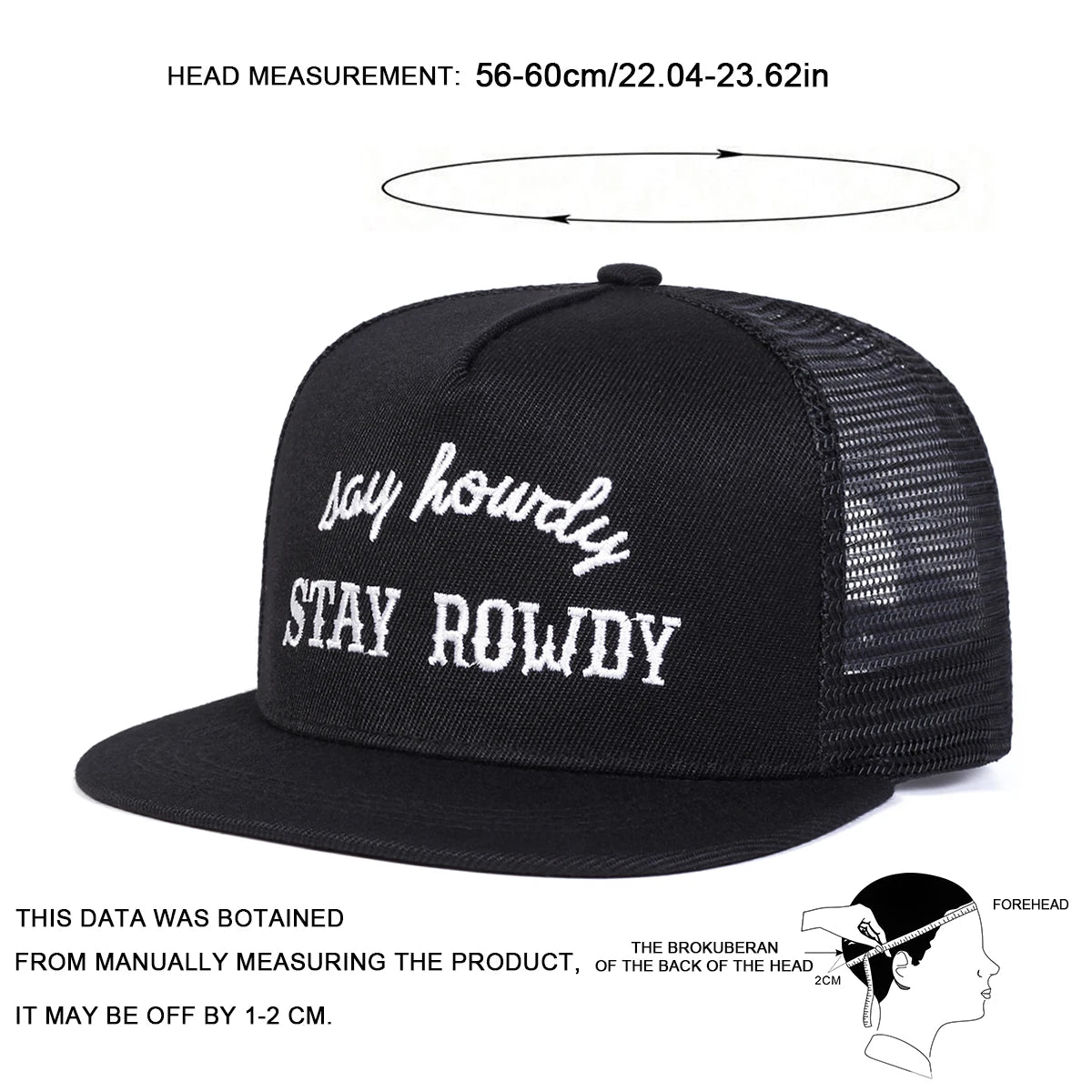 Unisex Stay Rowdy Embroidery Hip-hop Net Hats Spring Summer