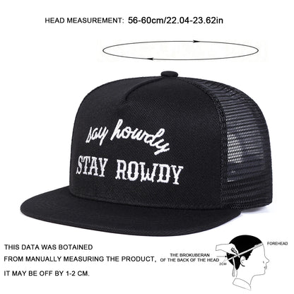 Unisex Stay Rowdy Embroidery Hip-hop Net Hats Spring Summer