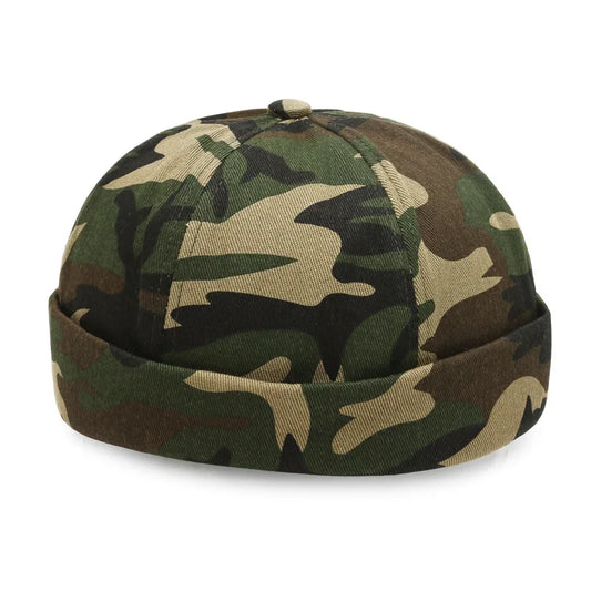 Vintage Men's Summer Cotton Brimless Skullies Cap Solid Color Street