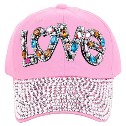 Outdoor Sports Love Rhinestones Baseball Caps Women Girls