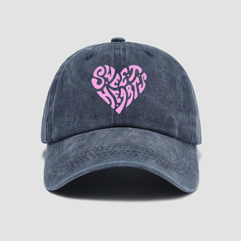 Pink Heart-Shaped Letter Printed Baseball Cap