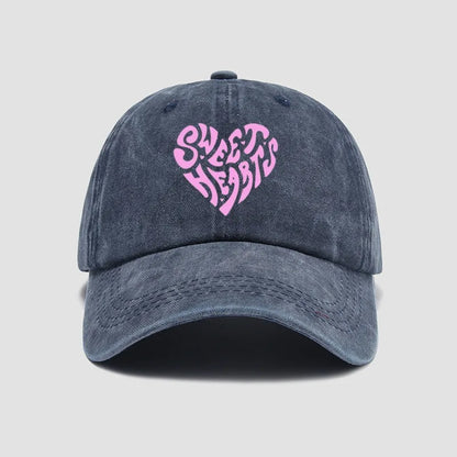 Pink Heart-Shaped Letter Printed Baseball Cap