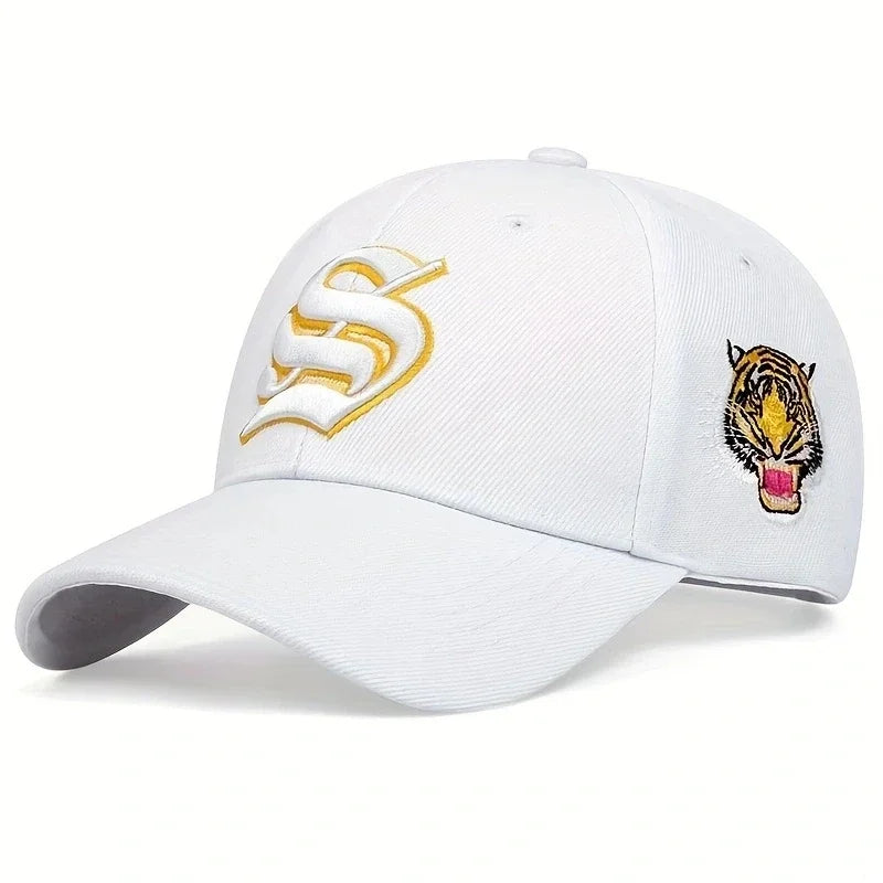 Unisex S Letter Side Tiger Embroidery Baseball Caps