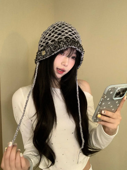 Lightweight Summer Style, Retro-Inspired Artistic Knitted Beanie