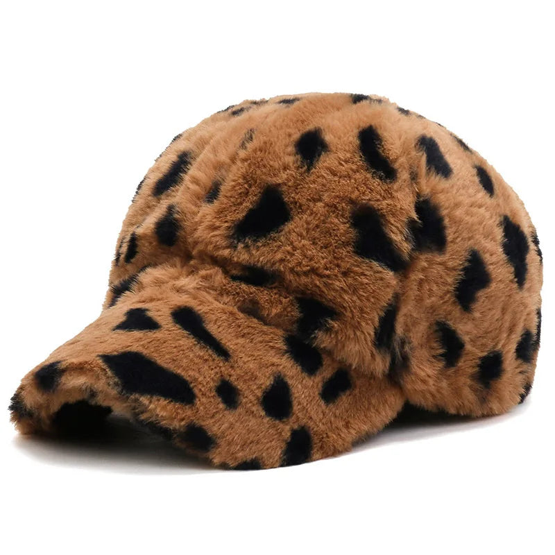 Pink Brown Leopard Baseball Cap For Men Plush Luxury Women Hat
