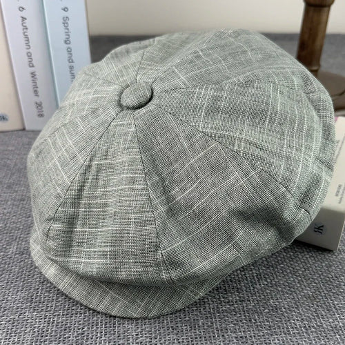 Summer Octagonal Caps Flax Breathable Gatsby Cap Fashion Beret British Hats For Women