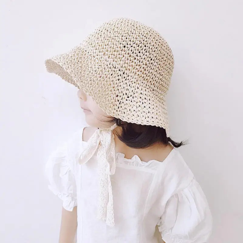 Fashion Lace Baby Hat Summer Straw Bow Baby Girl Cap