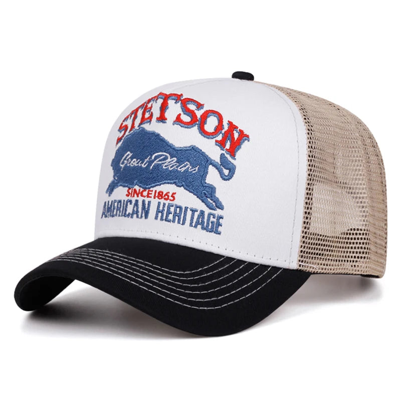 2026 New Breathable Mesh Hat Blue Bull Embroidered Truck Hat