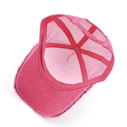 Washed Denim Pink Baseball Cap Women
