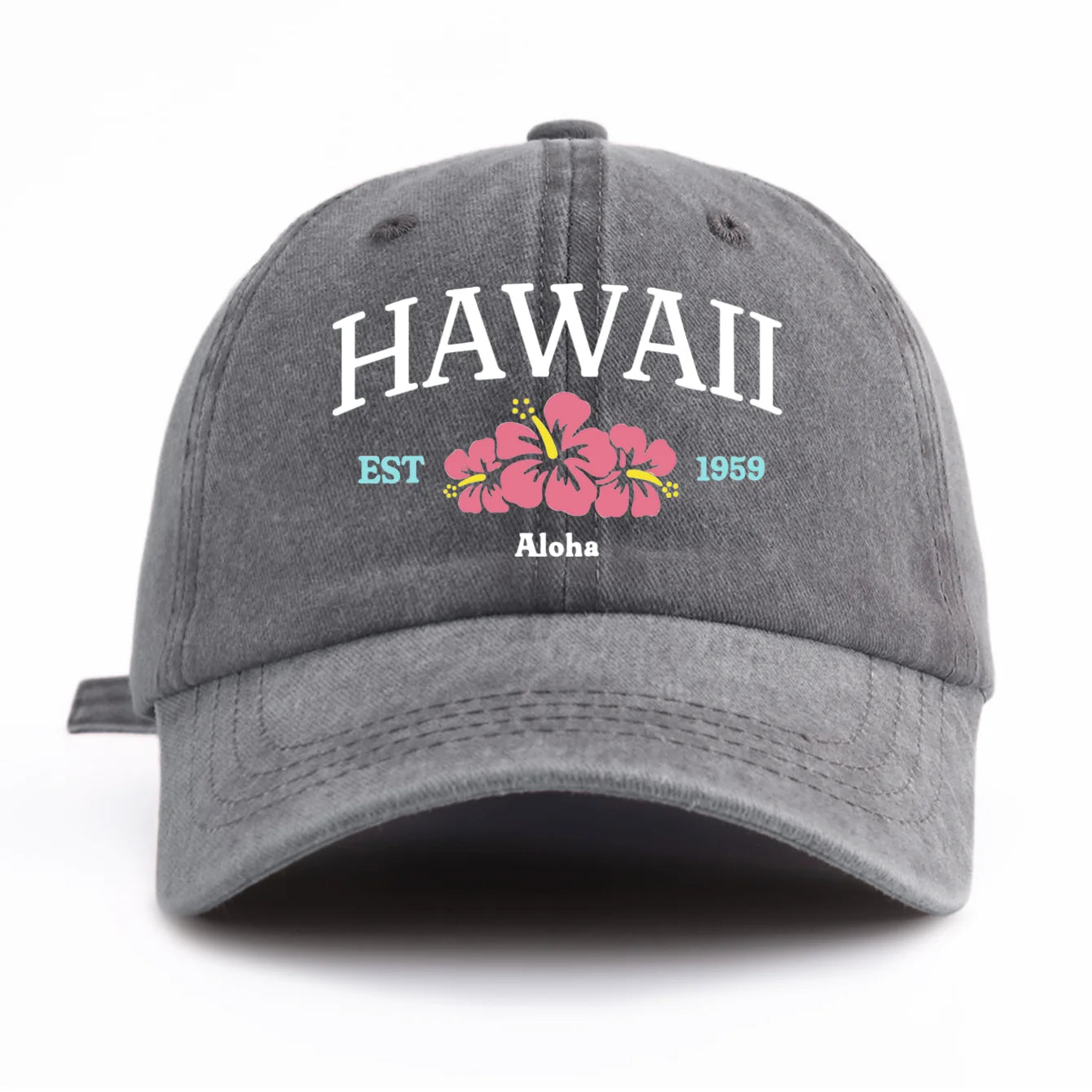 1pc Hawaii Print Washed Baseball Cap for Adults