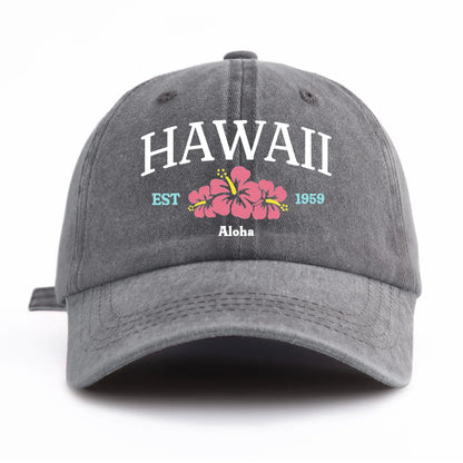1pc Hawaii Print Washed Baseball Cap for Adults