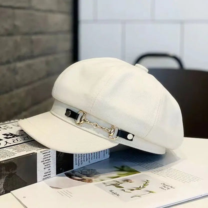 Japanese Retro Berets, Large Head Circumferences, Black And White Caps