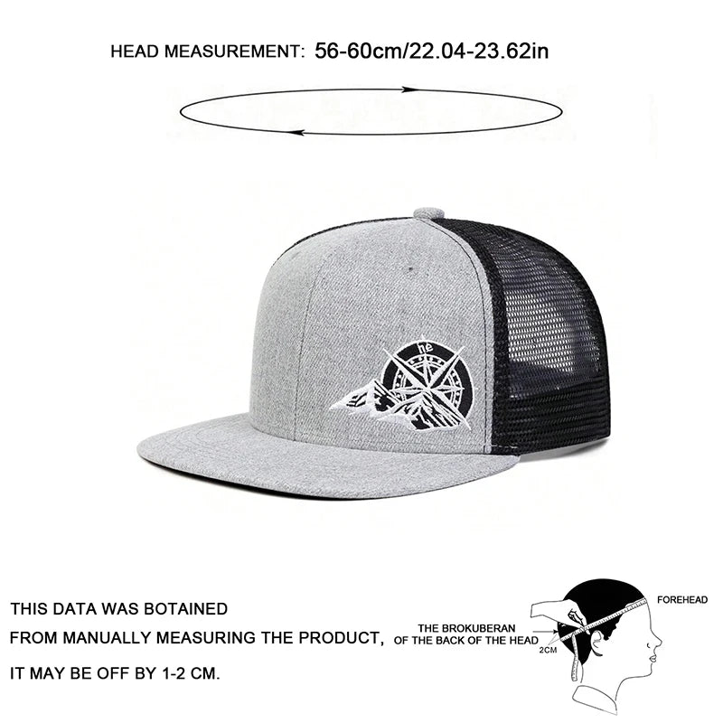 Unisex Compass Mountain Embroidery Hip-Hop Hats