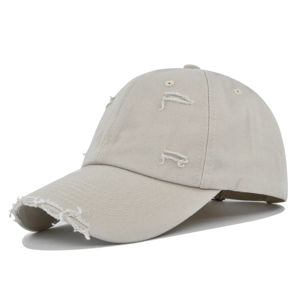 Washed Hole Baseball Cap New Spring Solid Sunhat Men Women