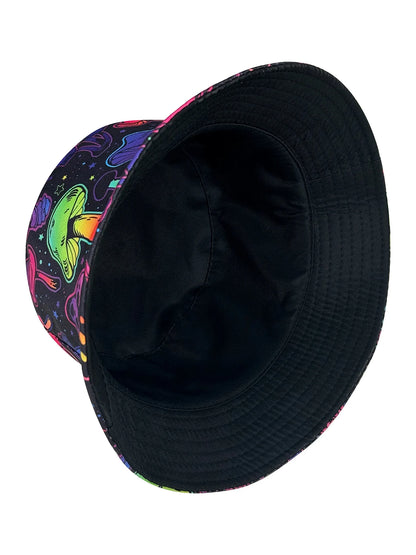 Dreamy Colorful Mushroom Bucket Hat, Reversible Sun Hat