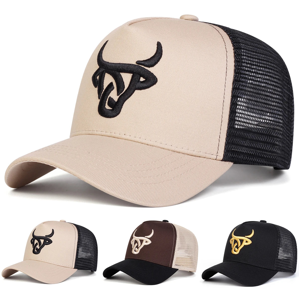 Unisex Ox Head Embroidery Baseball Net Caps Spring and Summer