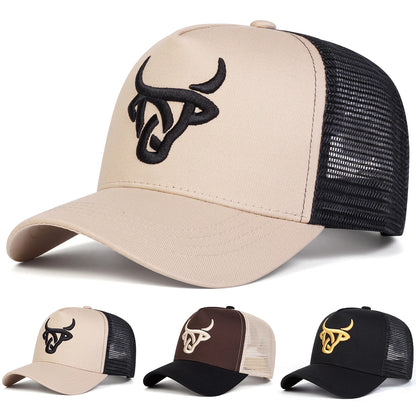 Unisex Ox Head Embroidery Baseball Net Caps Spring and Summer