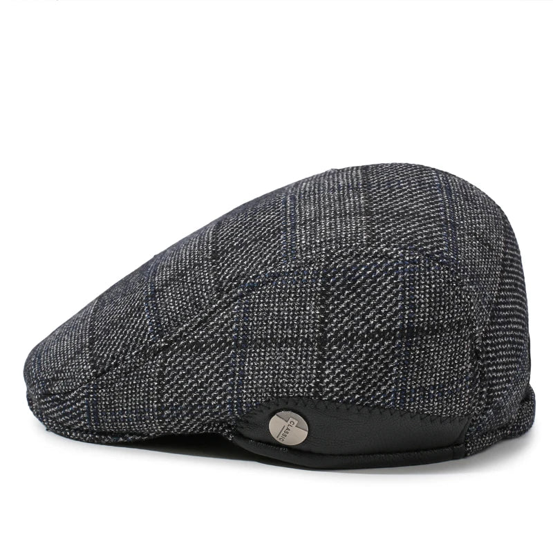 Men's Vintage British Style Beret, Autumn Winter Warm Newsboy Cap