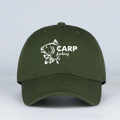 Carp Fishing Print Baseball Cap Adjustable Curved Brim Dad Hat For Men Outdoor Fishing Casual Activities