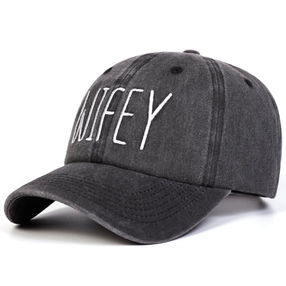 Unisex Hubby Wifey Letter Embroidery Washed Baseball Cap Spring Autumn