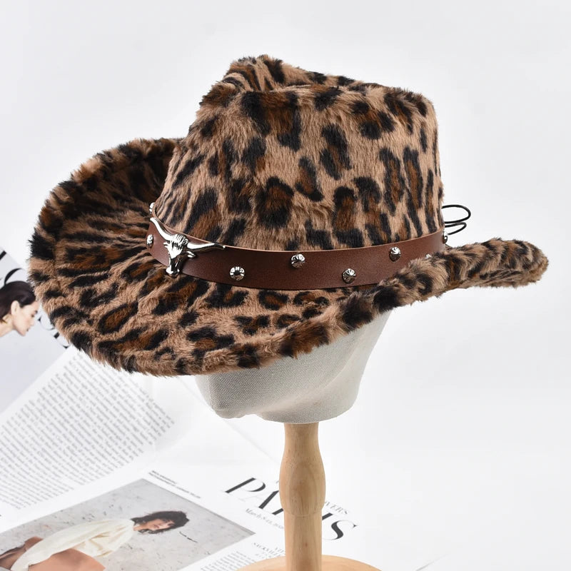 Winter Fluffy Faux Fur Fedora Hats For Women Men