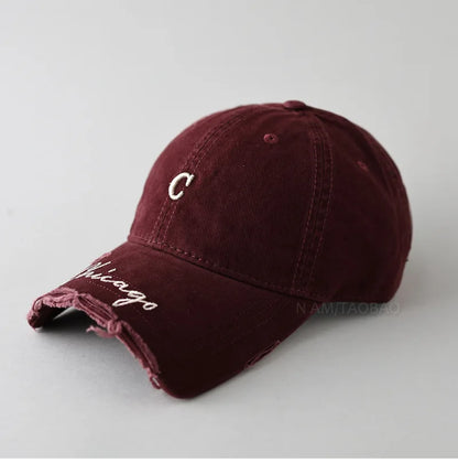 Washed Denim Baseball Cap Unisex Chicago