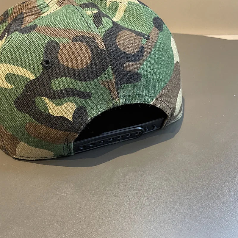 Wide Brim American Camouflage Hip Hop Hat Street Dance Board Hat Big Head Circumference Flat Edge Baseball Hat Women
