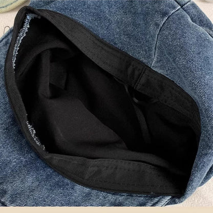 Simple Washed Cloud Denim Berets Women's