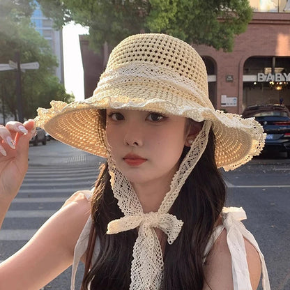 Fashion Beach UV Protection Cap Women Lace Visors Hat