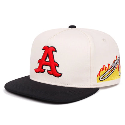 Fashionable Flat Edge Hat A Letter Embroidered Street Hip Hop Hat Outdoor Sports