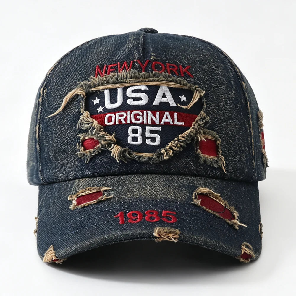 New USA Letter Embroidered Washed Distressed Baseball Cap