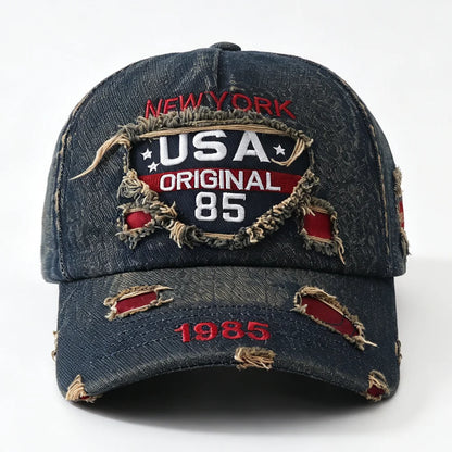 New USA Letter Embroidered Washed Distressed Baseball Cap